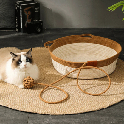 Handgeflochtenes Katzenbett aus Baumwolle – natürlich & gemütlich