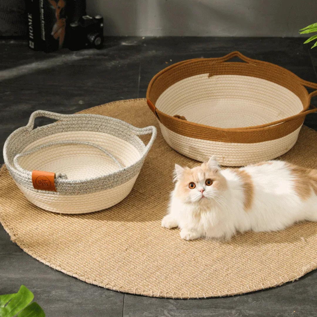 Handgeflochtenes Katzenbett aus Baumwolle – natürlich & gemütlich