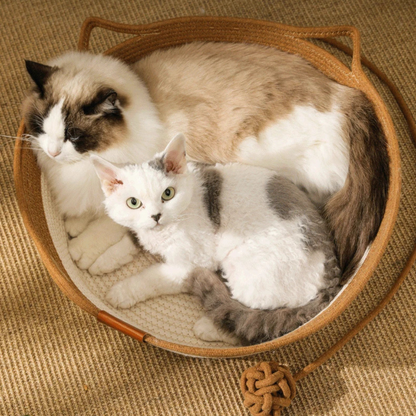 Handgeflochtenes Katzenbett aus Baumwolle – natürlich & gemütlich