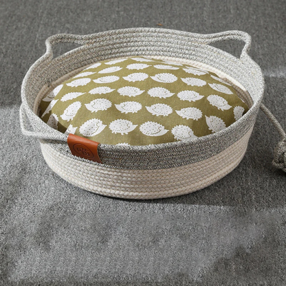 Handgeflochtenes Katzenbett aus Baumwolle – natürlich & gemütlich