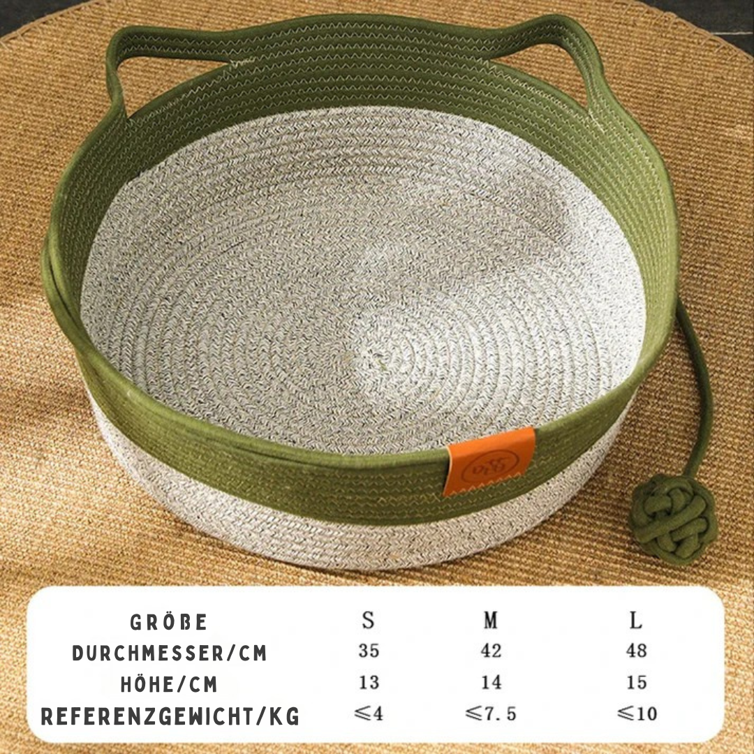 Handgeflochtenes Katzenbett aus Baumwolle – natürlich & gemütlich