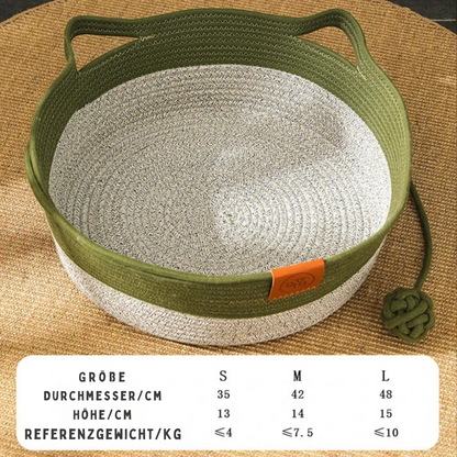 Handgeflochtenes Katzenbett aus Baumwolle – natürlich & gemütlich