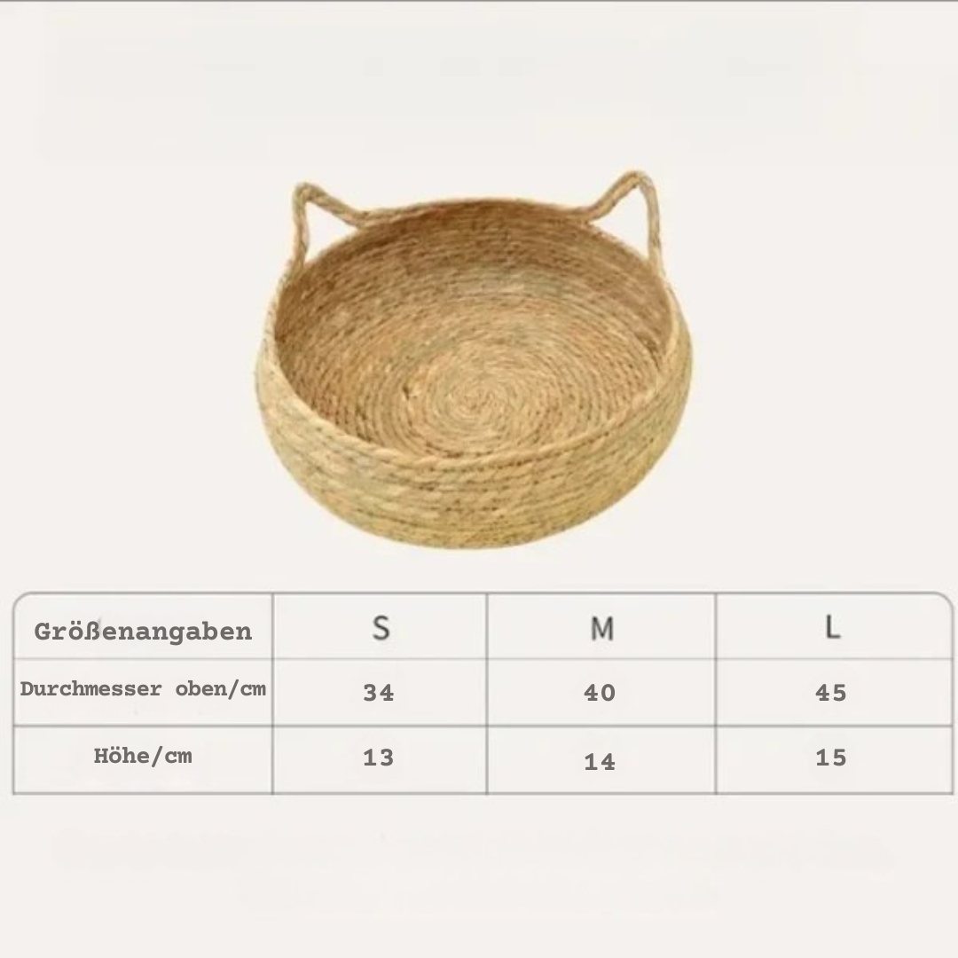 Handgewebtes Katzenbett aus Rattan – Natürlich, gemütlich & waschbar