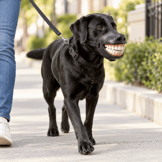 Lustiger Hunde-Maulkorb mit Grinsezähnen