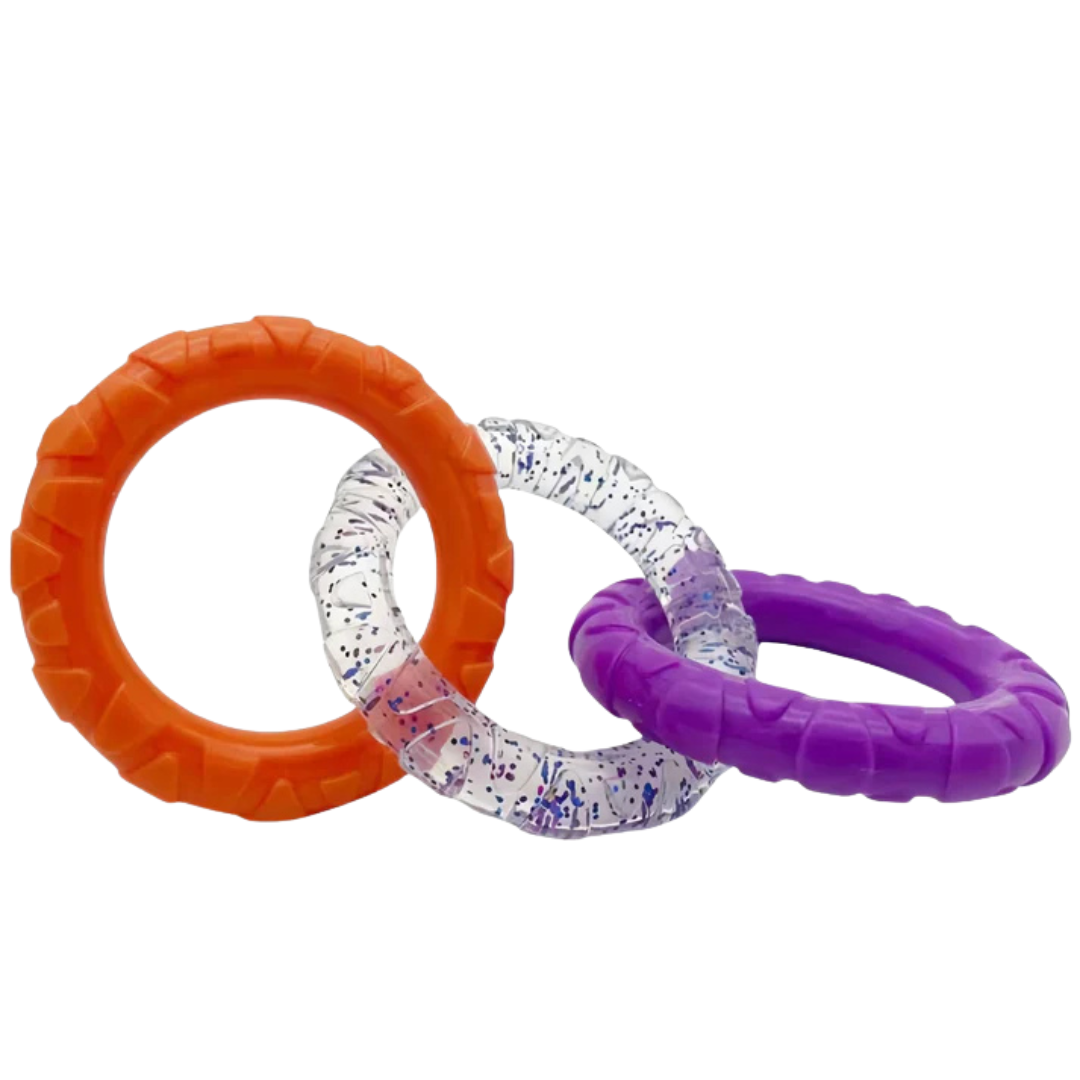 3 Ring Kauspielzeug für Hunde robust und zahnschonend Lila