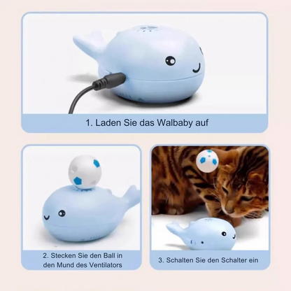 Interaktives Wal Katzenspielzeug mit schwebendem Ball 🎾