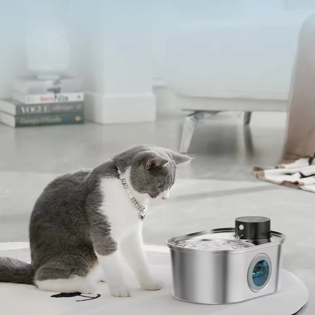 Kabelloser Edelstahl-Trinkbrunnen – 3,2 L, 45 Tage Akku, Flüsterleise ⭐