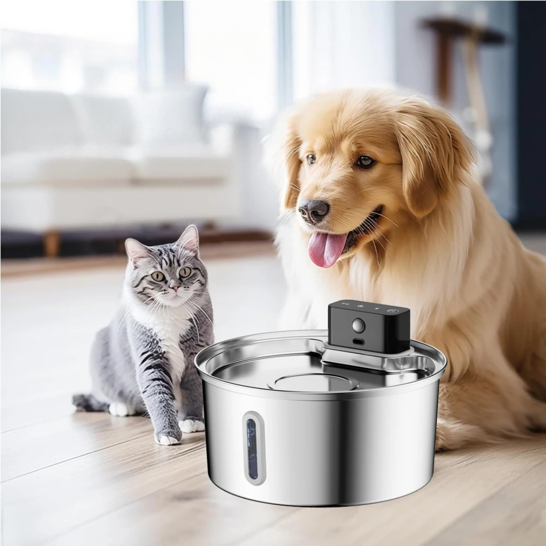 Kabelloser Edelstahl-Trinkbrunnen – 3,2 L, 45 Tage Akku, Flüsterleise ⭐