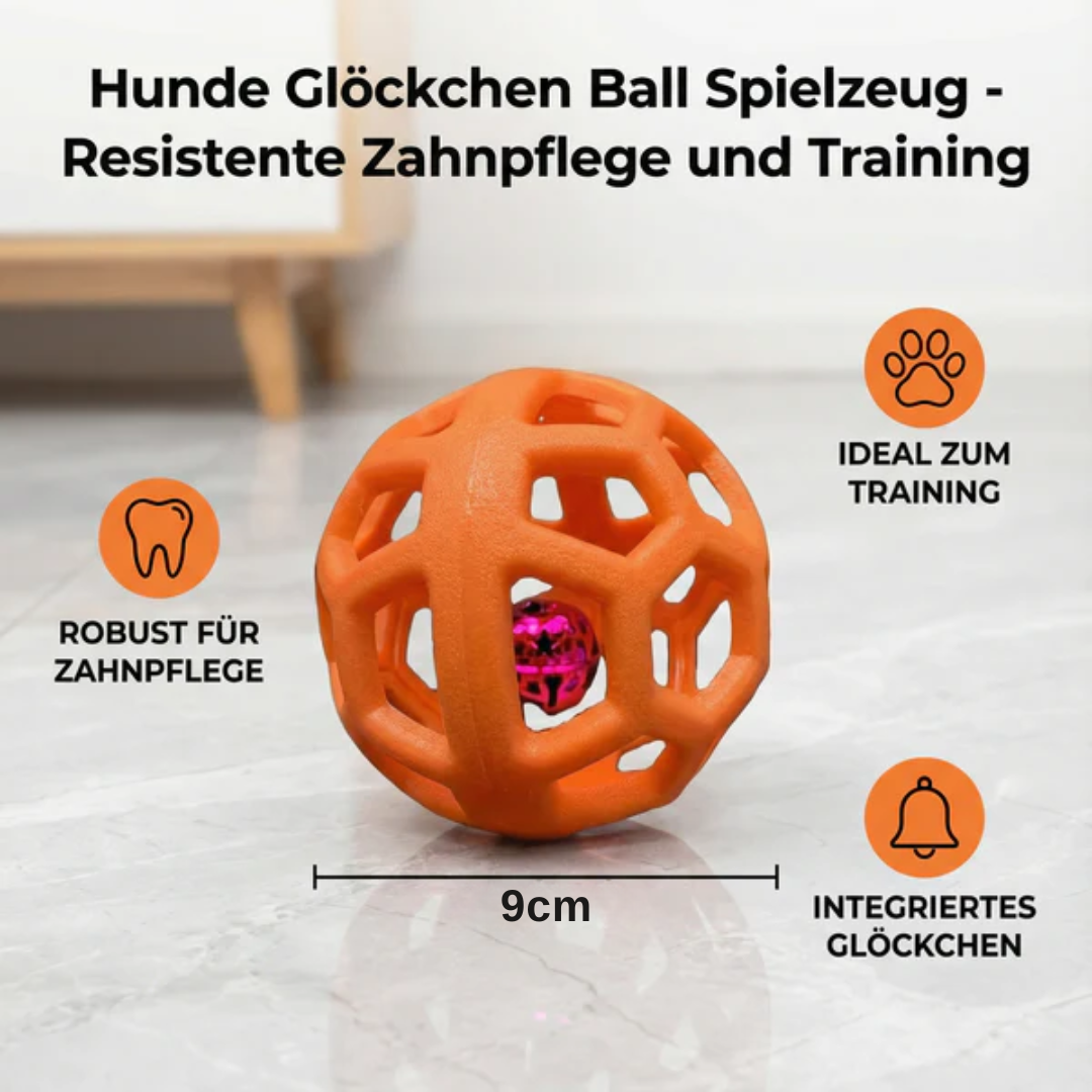 Kau- & Spielball aus Naturgummi mit Glocke – für Hunde & Katzen
