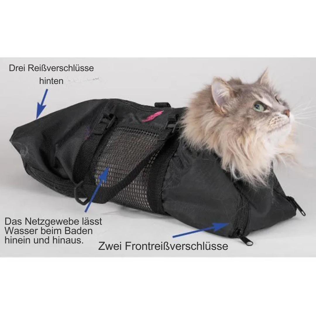 Katzen Waschbeutel aus Mesh für Baden und Pflege