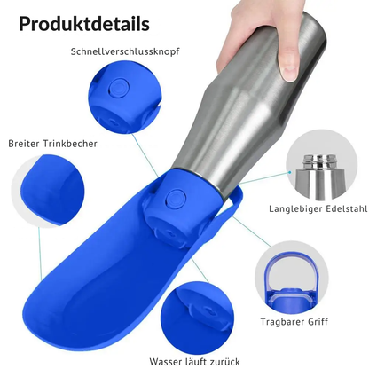 Professionelle Tiertrinkflasche für unterwegs | 800 ml Edelstahl