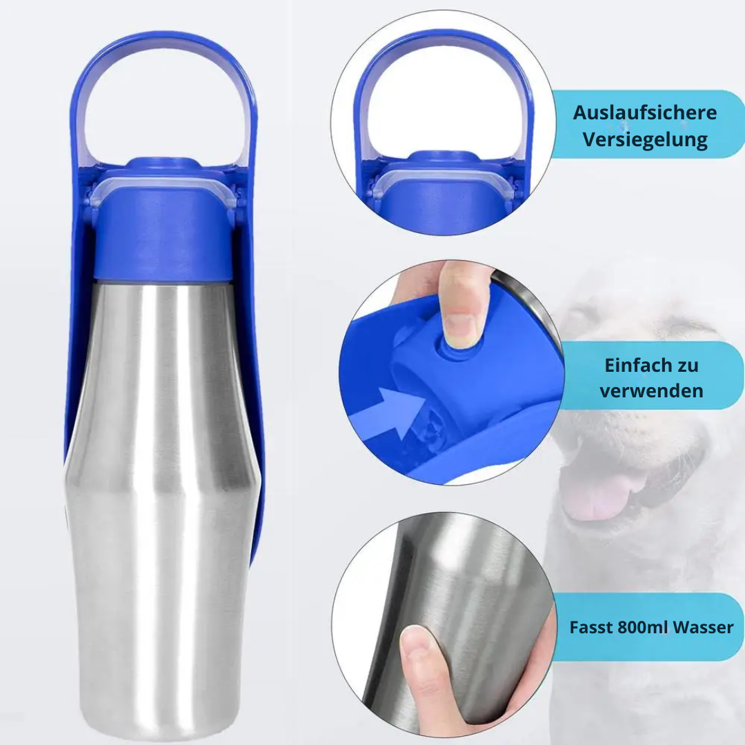 Professionelle Tiertrinkflasche für unterwegs | 800 ml Edelstahl