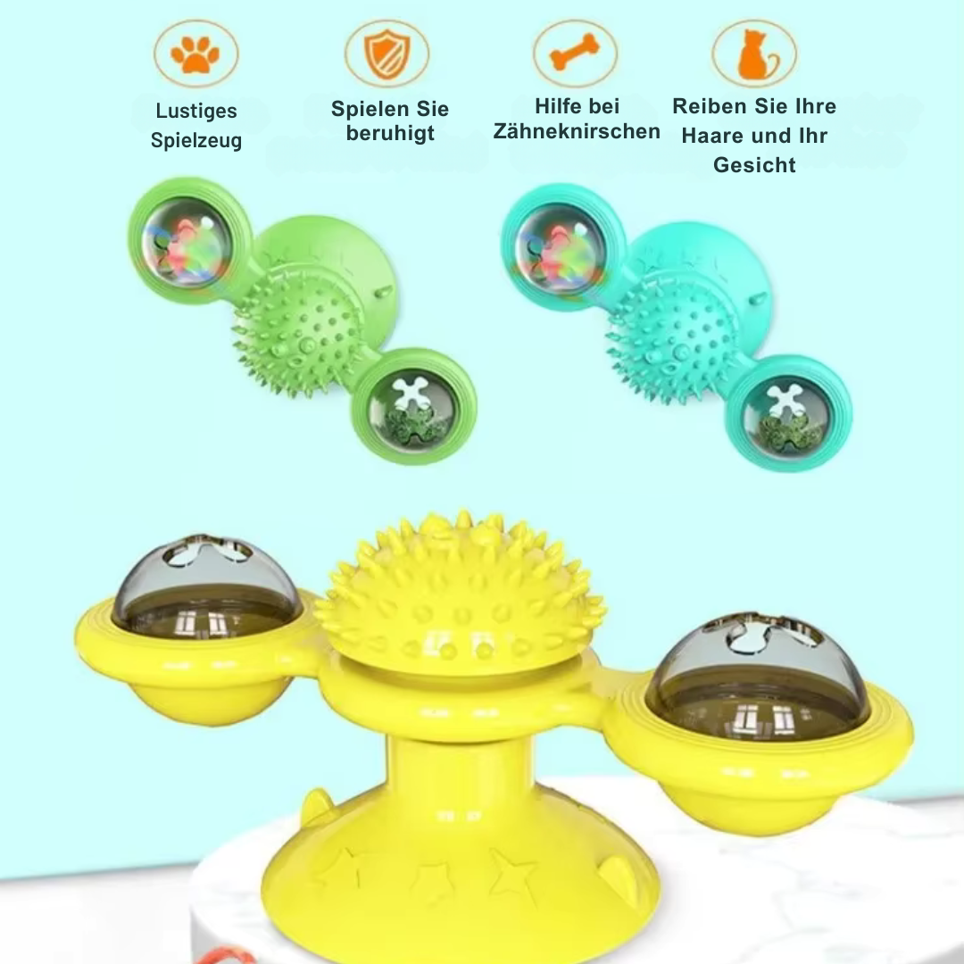 Interaktives Windmühlen-Katzenspielzeug - Spiel und Zahnpflege in Einem!