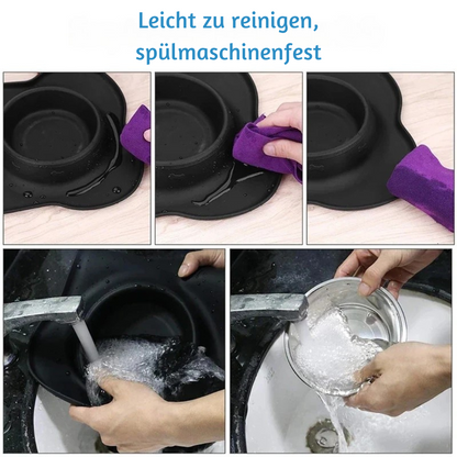 Rutschfester Doppel-Hundenapf mit Silikonmatte & Edelstahl-Schalen