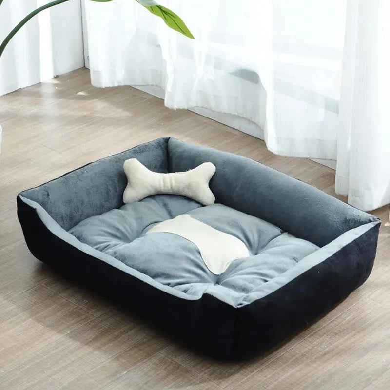 Hundebett aus Leinen modern und gemütlich Schwarz Grau