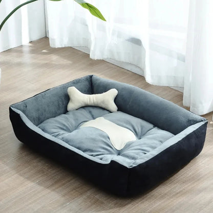 Hundebett aus Leinen modern und gemütlich Schwarz Grau