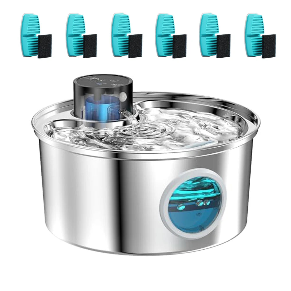 Kabelloser Edelstahl-Trinkbrunnen – 3,2 L, 45 Tage Akku, Flüsterleise ⭐