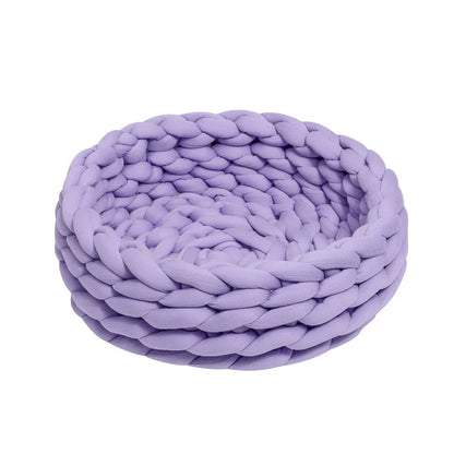 Ultra-Weiches Handgewebtes Haustierbett – Rund, Waschbar & Ganzjährig 🐾