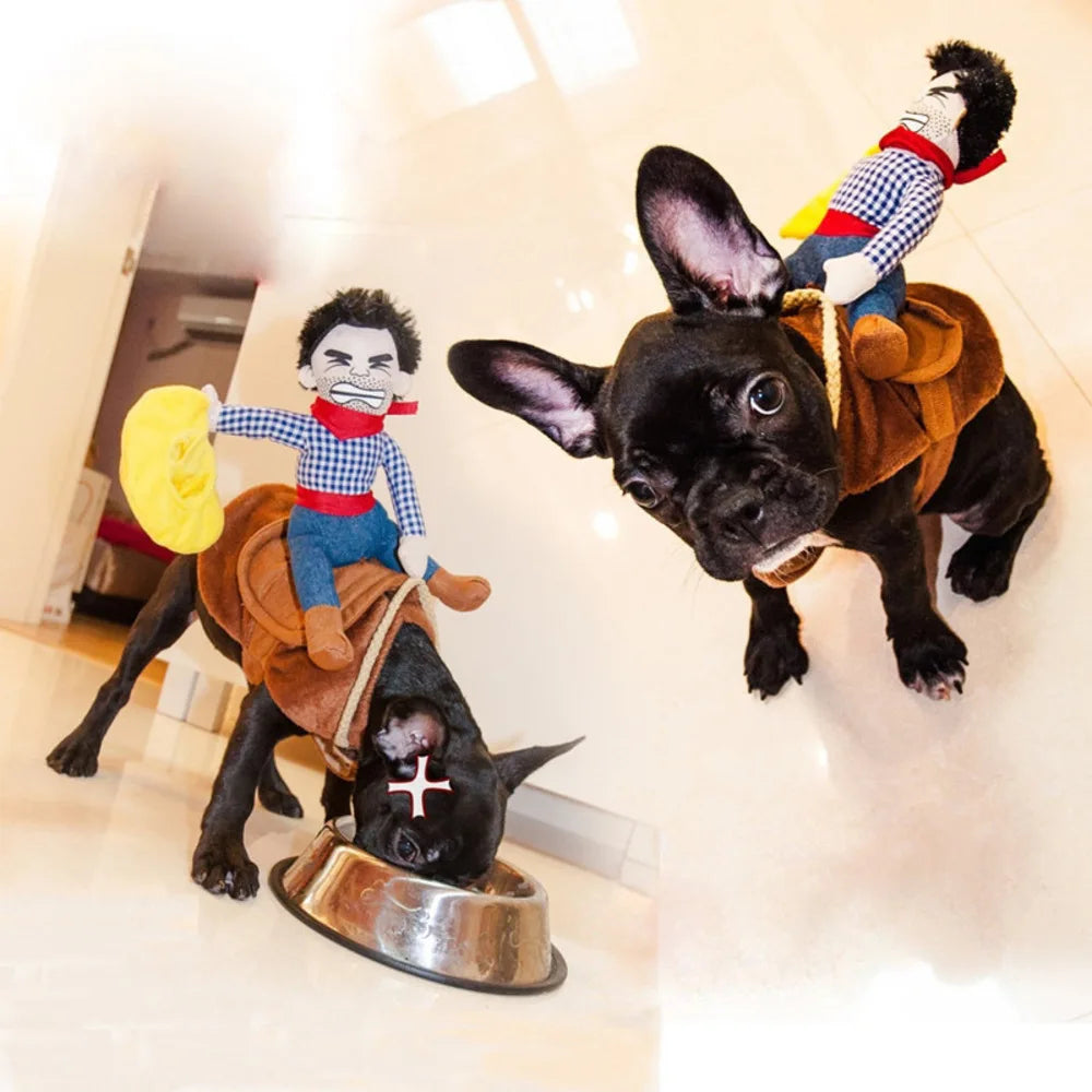 Cowboy-Kostüm für Hunde & Katzen mit Reiterfigur