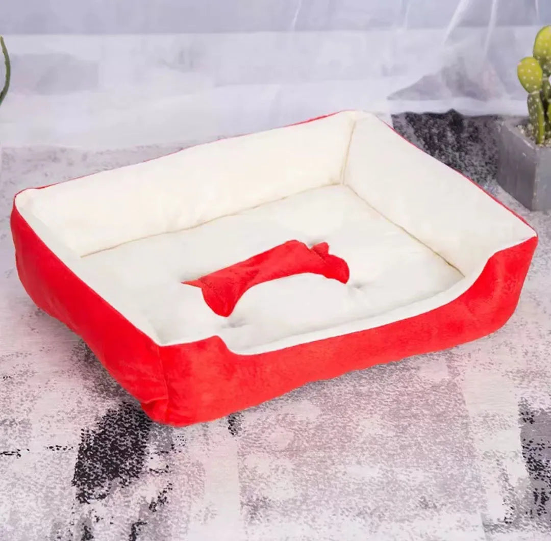 Hundebett aus Leinen modern und gemütlich Rot Weiß