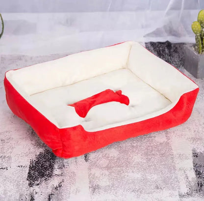 Hundebett aus Leinen modern und gemütlich Rot Weiß