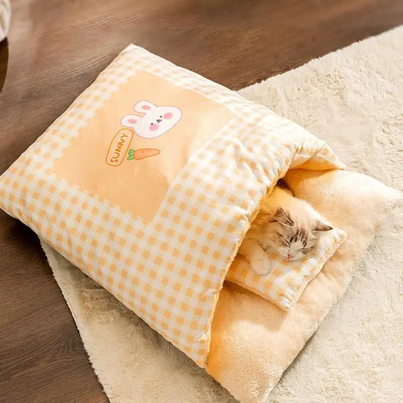 Flauschiger Katzen-Schlafsack – Warm, sicher & ultragemütlich 🐾