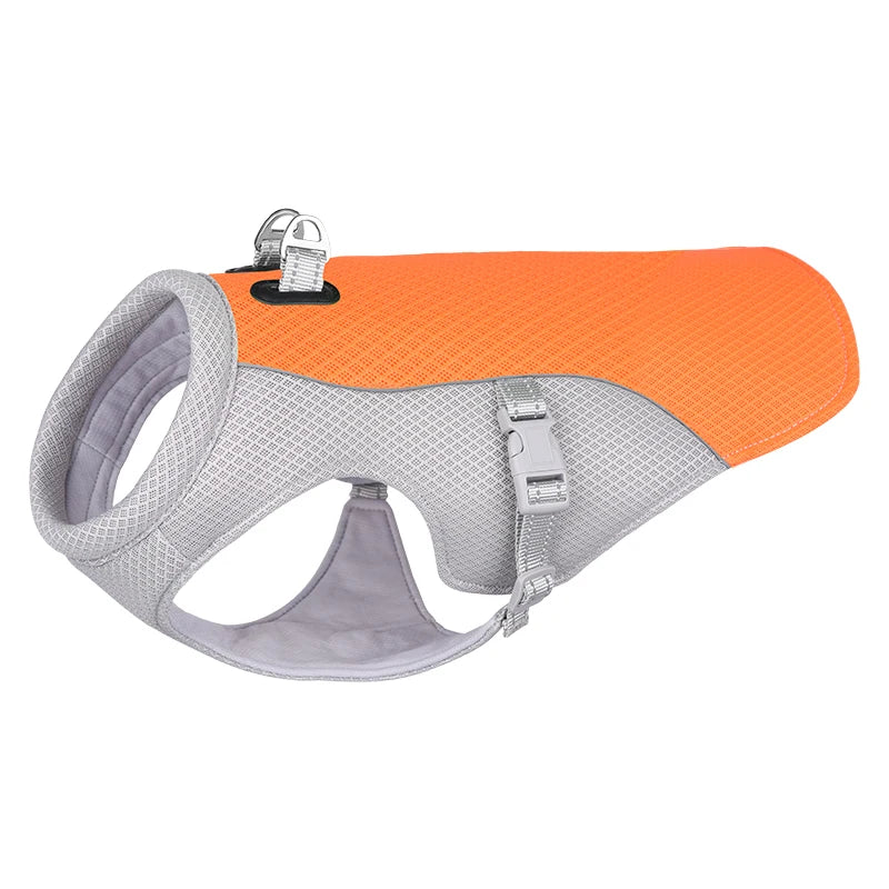 Kühlweste Hund mit Geschirr und Reflektoren Orange