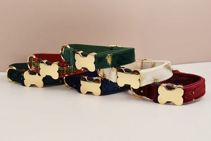 Personalisiertes Samt-Hundehalsband mit Gravur & Stil