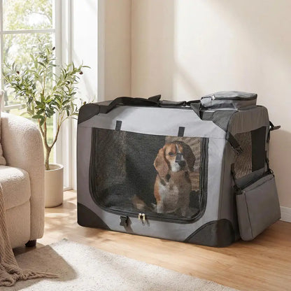 Faltbare Hundebox mit Netzfenstern & Tragetaschen