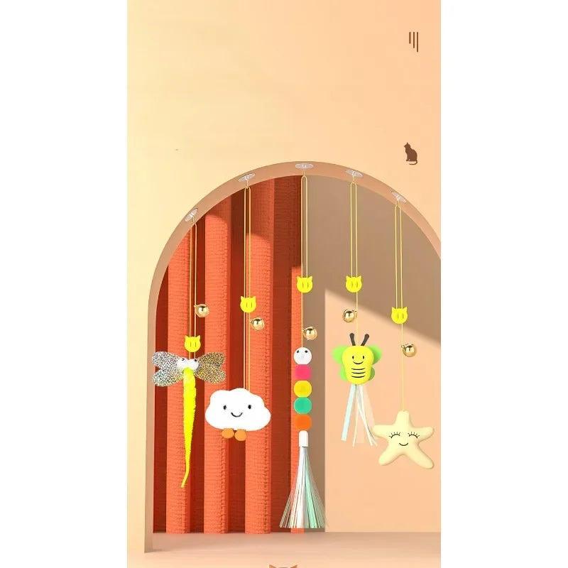 Katzenspielzeug zum Aufhängen – Elastisches Seil mit süßen Anhängern