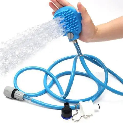 Hundedusche mit Massagebürste und Schlauch