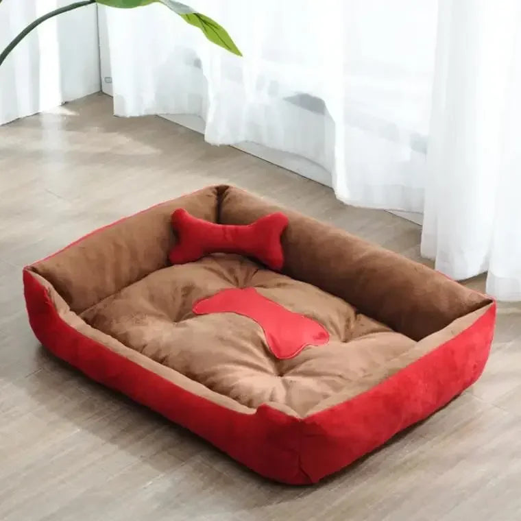 Hundebett aus Leinen modern und gemütlich Rotbraun