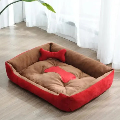 Hundebett aus Leinen modern und gemütlich Rotbraun