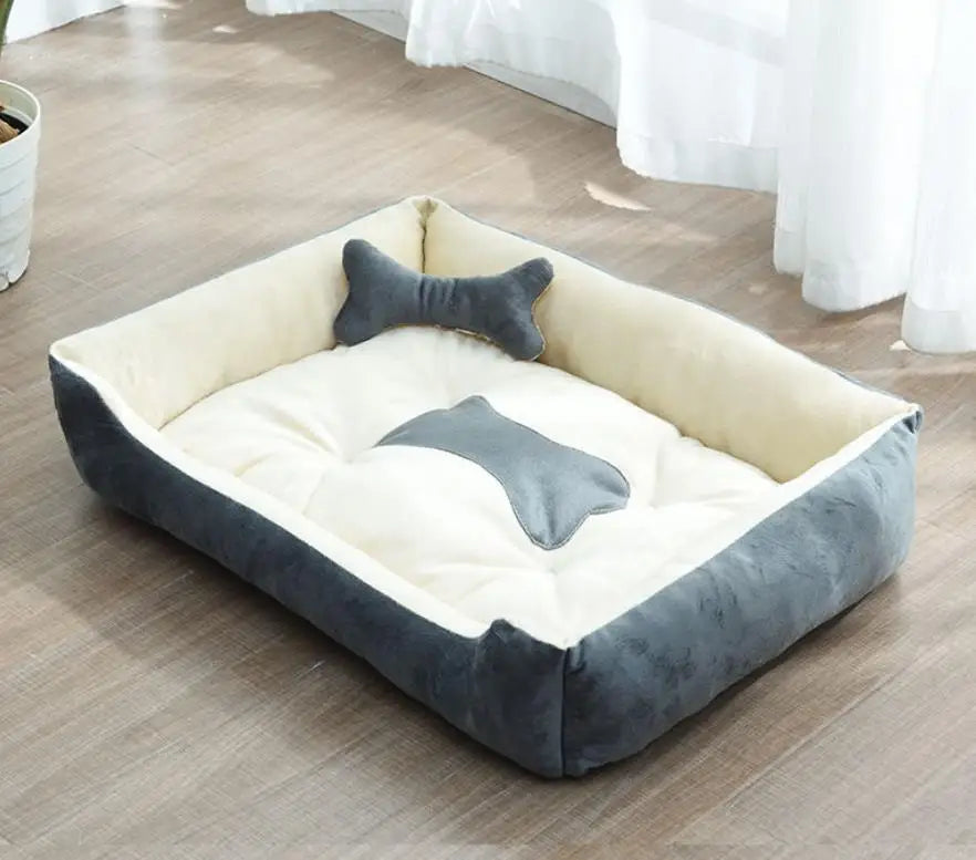 Hundebett aus Leinen modern und gemütlich Weiß Grau