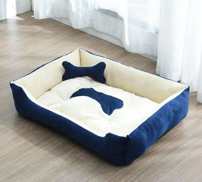 Hundebett aus Leinen modern und gemütlich Blau