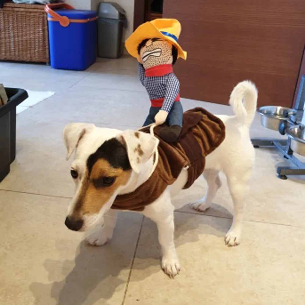 Cowboy-Kostüm für Hunde & Katzen mit Reiterfigur