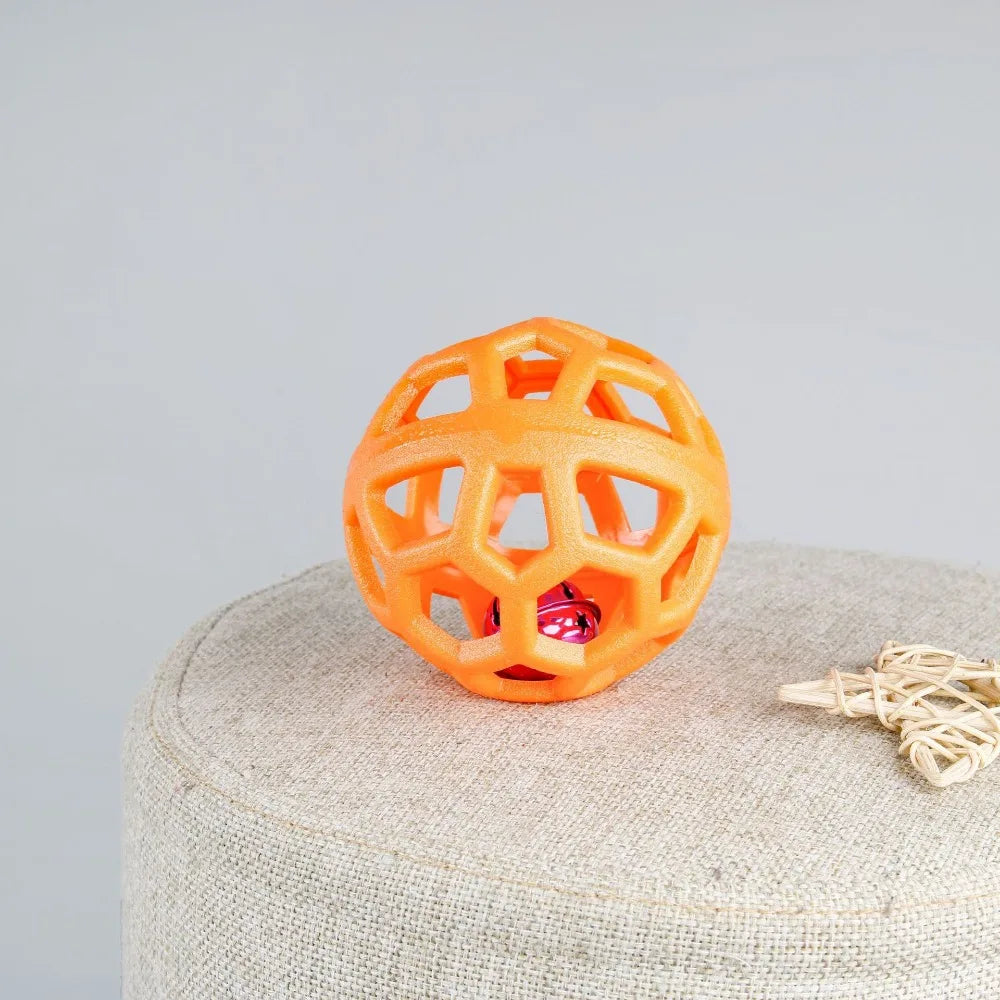Kauball aus Naturgummi mit Glocke Orange