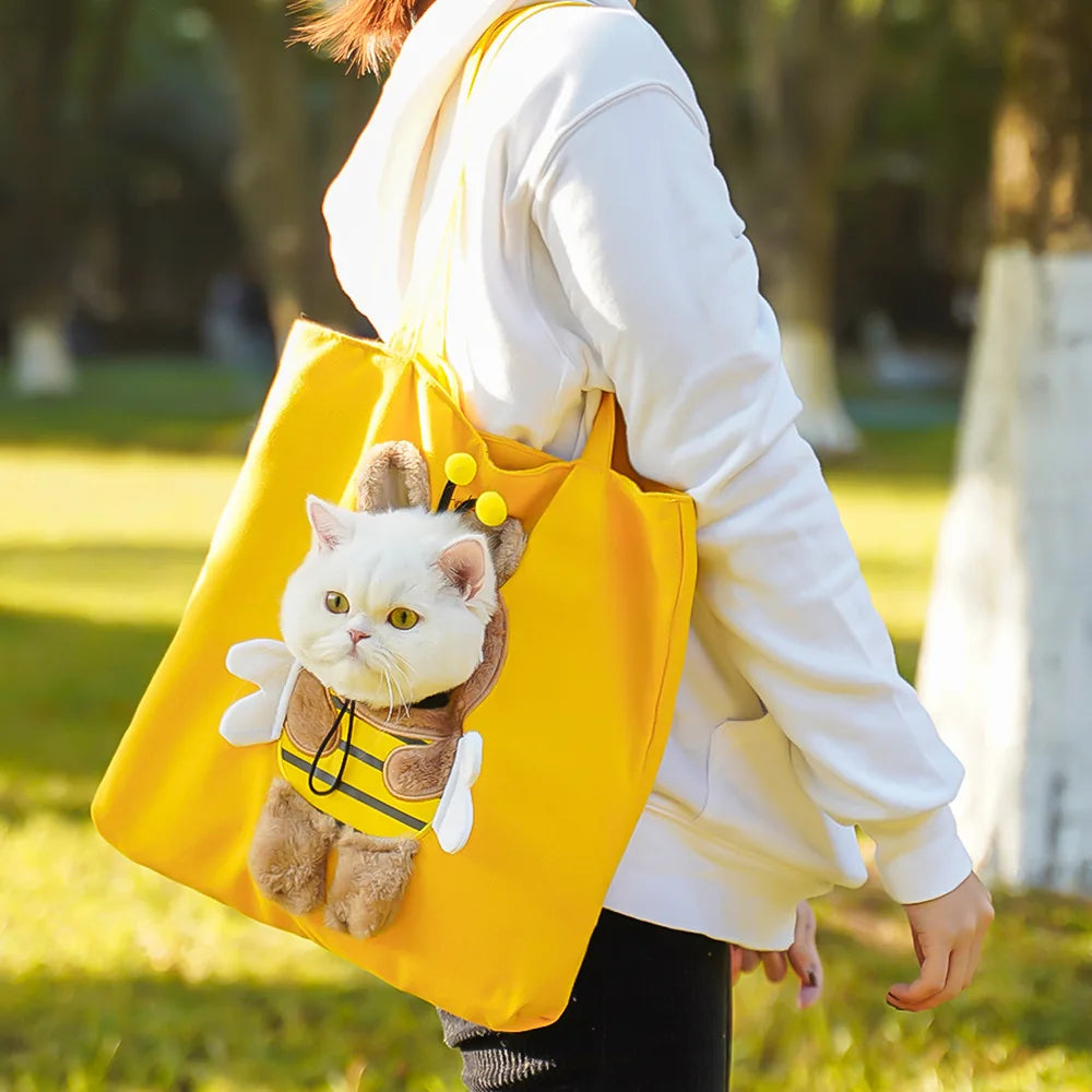 Tragetasche für Katzen & kleine Hunde mit Tiermotiven Gelb