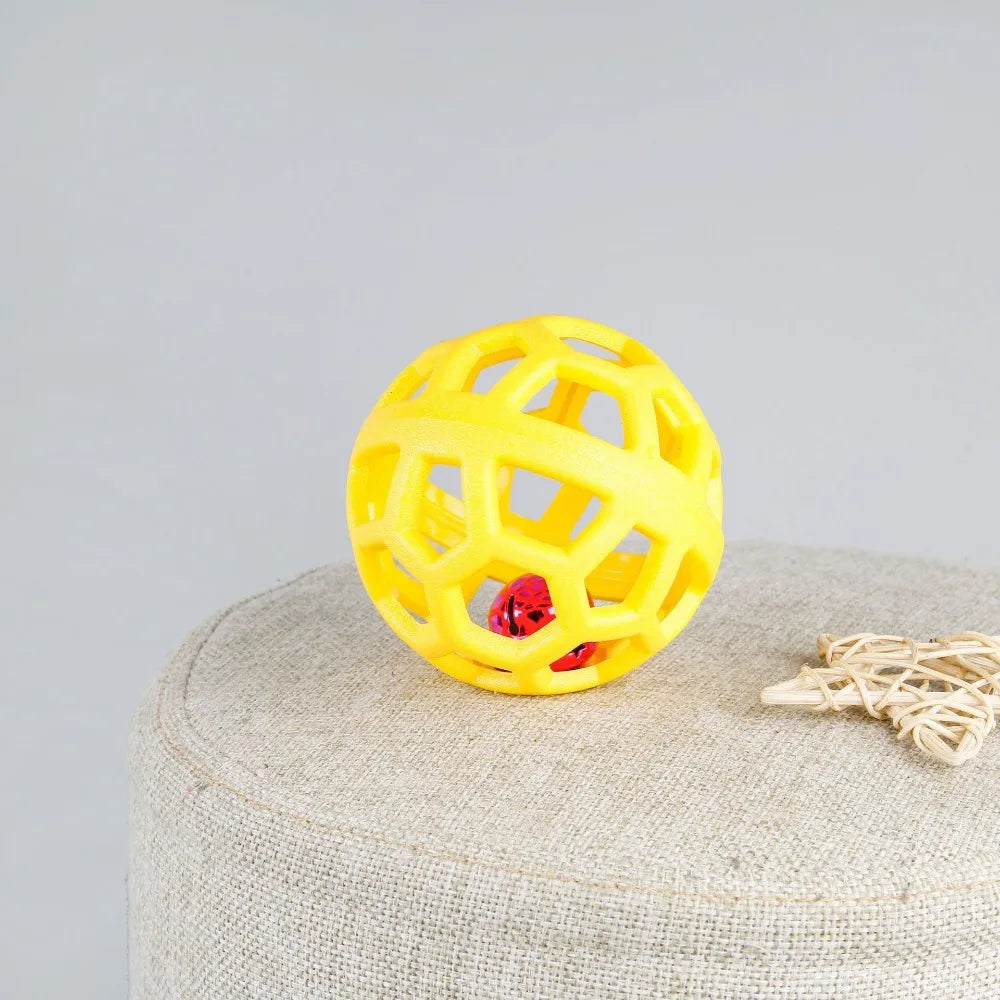 Kauball aus Naturgummi mit Glocke Gelb