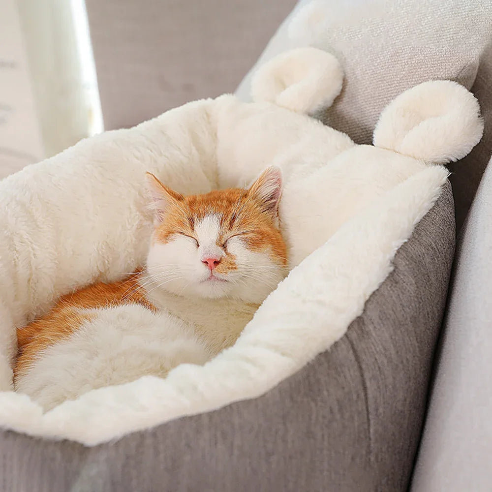 Gemütliches Katzenbett mit Hasenohren – Waschbar & rutschfest