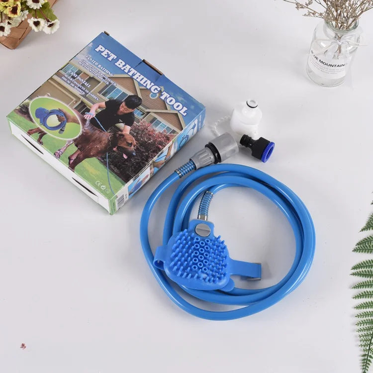 Hundedusche mit Massagebürste und Schlauch