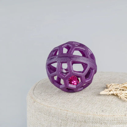 Kauball aus Naturgummi mit Glocke Lila