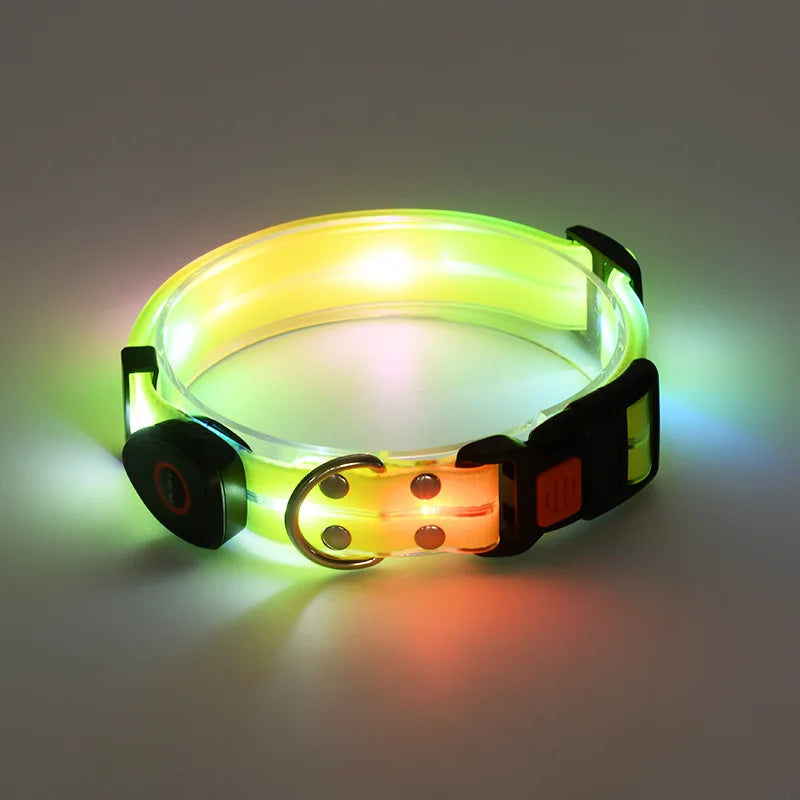 Leuchtendes LED Halsband & Leine für Hunde USB Halsband Gelb