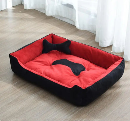 Hundebett aus Leinen modern und gemütlich Rot