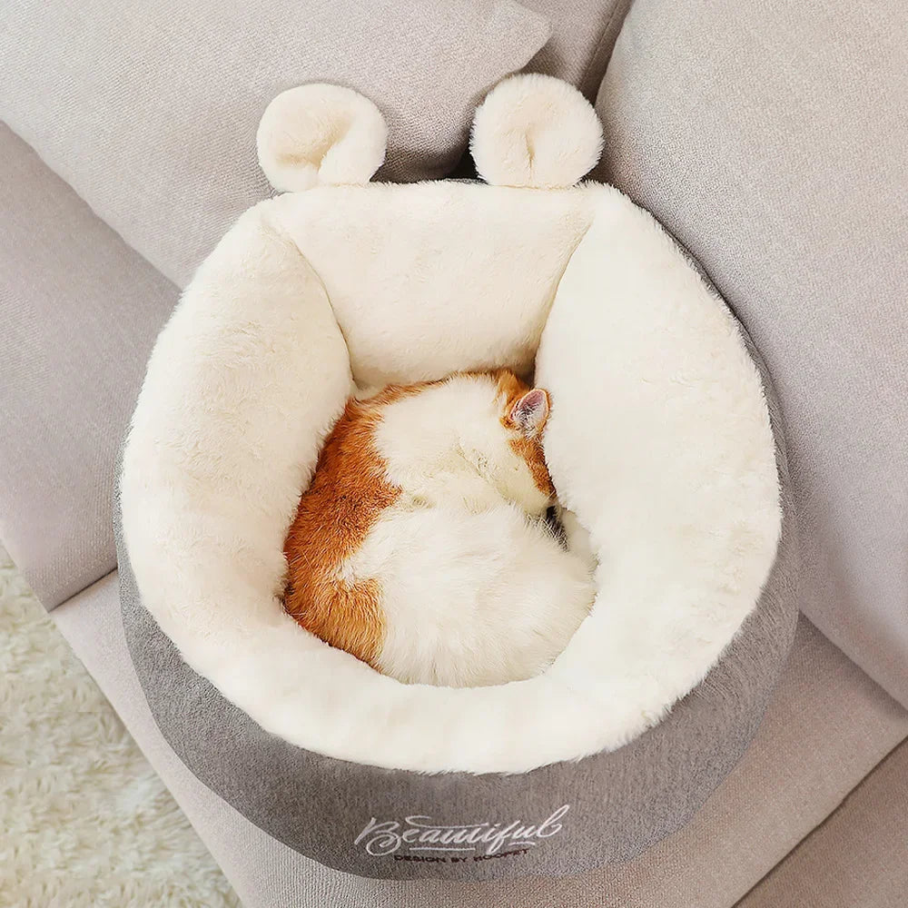 Gemütliches Katzenbett mit Hasenohren – Waschbar & rutschfest