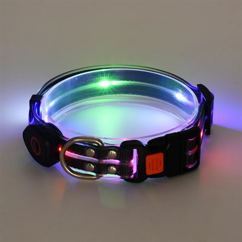 Leuchtendes LED Halsband & Leine für Hunde USB Halsband Schwarz