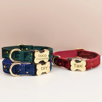 Personalisiertes Samt-Hundehalsband mit Gravur & Stil