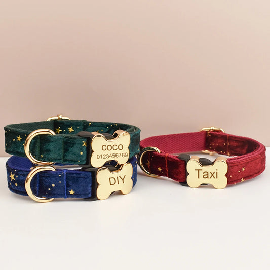 Personalisiertes Samt-Hundehalsband mit Gravur & Stil