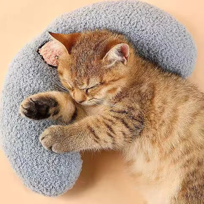 U-förmiges Kuschelkissen für Hunde und Katzen – weicher Schlaf- und Nackenkomfort