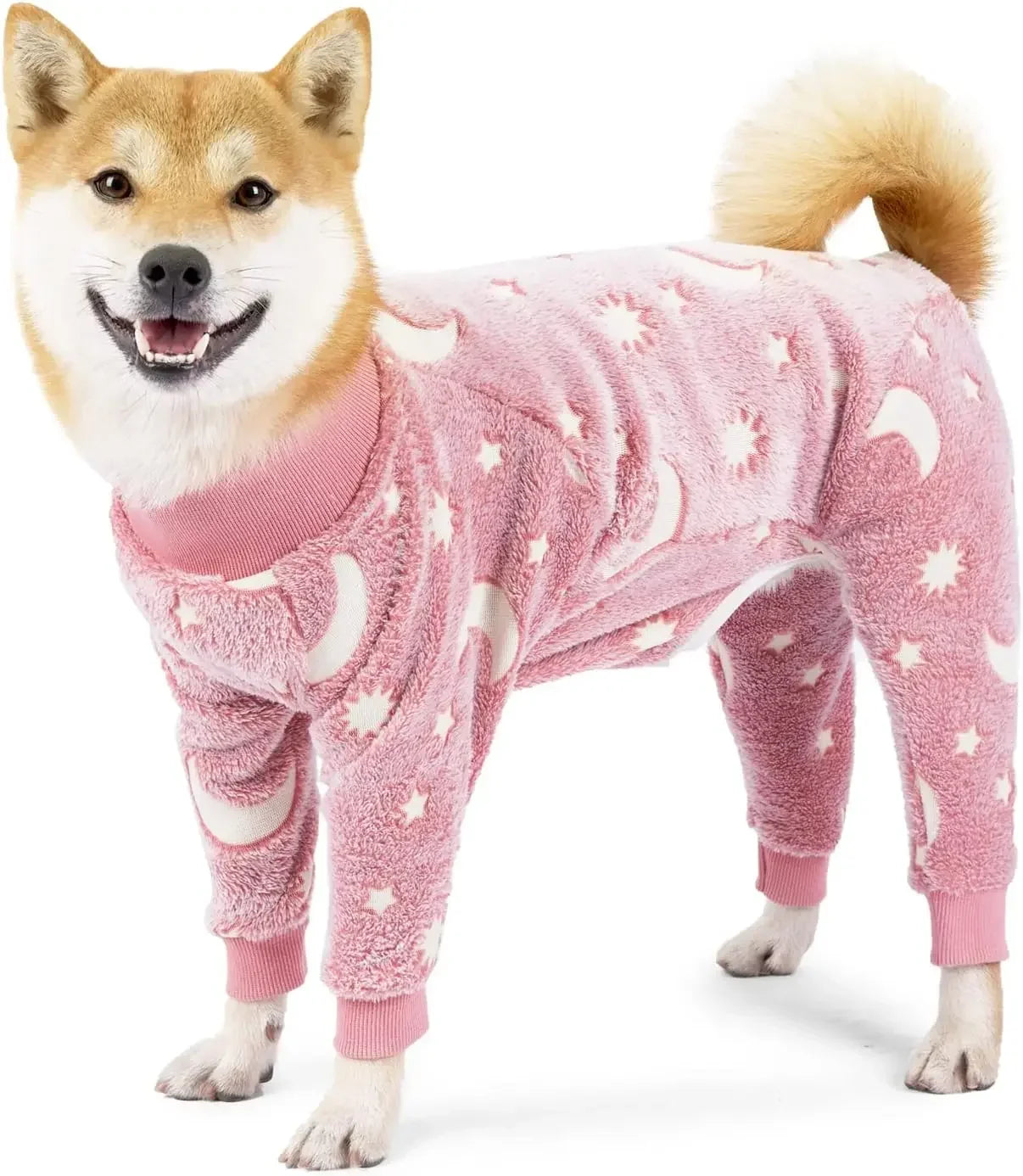 Warmer Hundepyjama für den Winter flauschig und dehnbar Rosa
